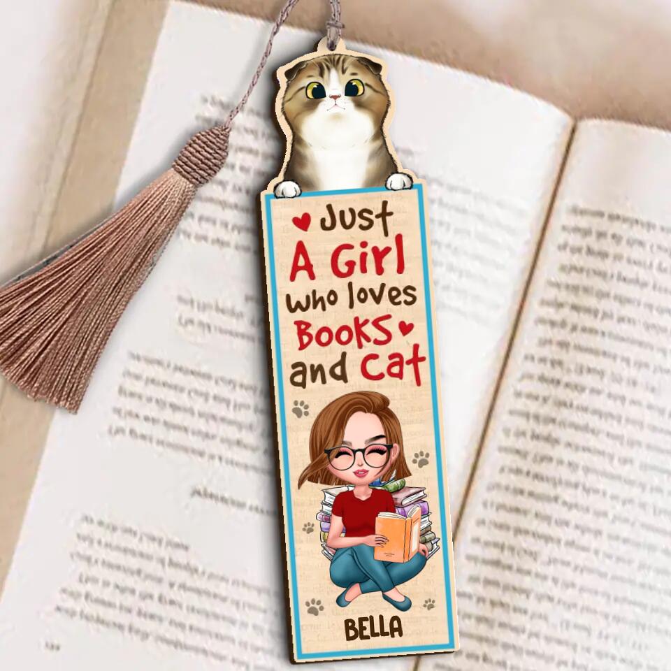 Personalized Cat Bookmark - Gift Idea For Book/Cat Lovers - Just A Girl Who Loves Books And Cat