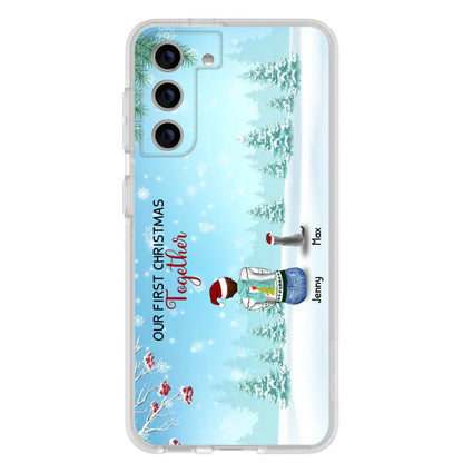 Custom Personalized Christmas Family Phone Case - Best Gift Idea For Christmas/Family With Up To 3 Kids & 3 Pets - Our First Christmas Together - Cases For iPhone & Samsung
