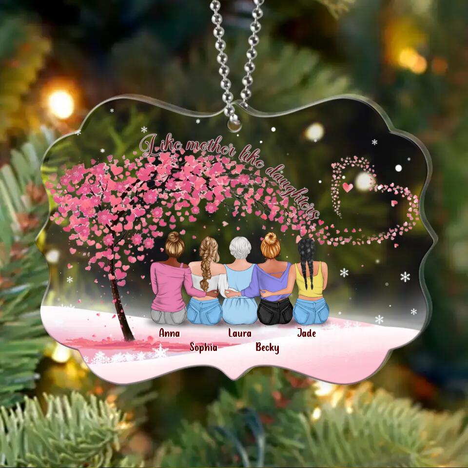 Personalized Mom & Daughters Rectangle Acrylic Ornament - Gift Idea For Mom/Mother's Day Gift Idea - Up to 4 Daughters - Like Mother Like Daughter