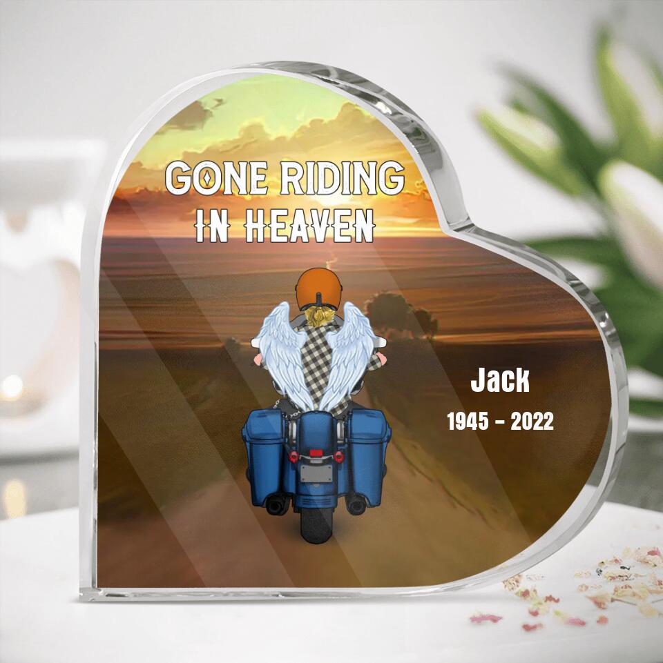 Personalized Memorial Biker Acrylic Plaque - Memorial Gift Idea For Father's Day - Gone Riding In Heaven