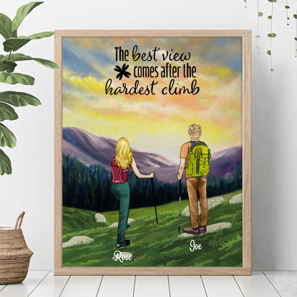 Personalized Hiking Poster - Gift For Hiking Lovers - The best view comes after hardest climb