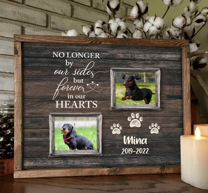 Personalized Memorial Pet Poster - Upload 2 Photos - No Longer By Our Sides But Forever In Our Hearts