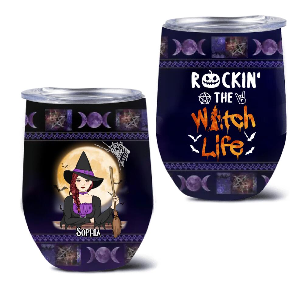 Personalized Witch Wine Tumbler - Halloween Gift Idea - Rockin' The Witch Life