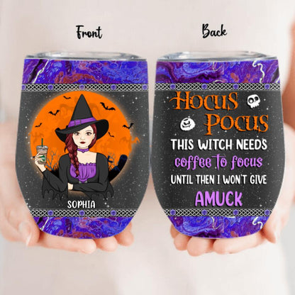 Personalized Witch Wine Tumbler - Halloween Gift Idea For Friends - Hocus Pocus