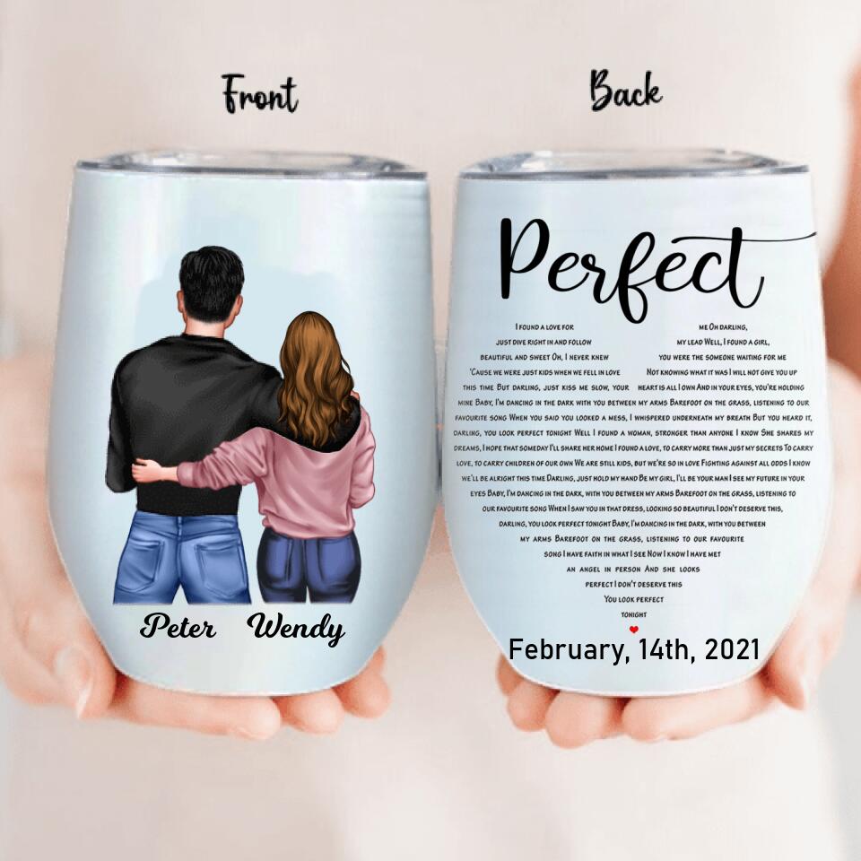Personalized Perfect Heart Couple Wine Tumbler - Valentine's Day Gift Idea For Couple