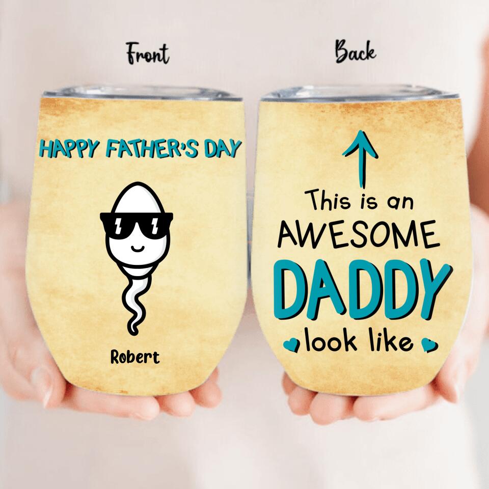 Personalized Happy Father's Day Wine Tumbler - Up to 7 Kids - Father's Day Gift Idea
