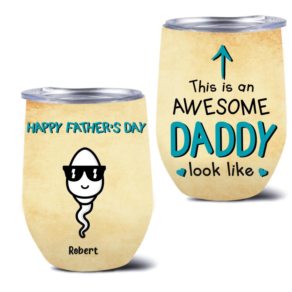 Personalized Happy Father's Day Wine Tumbler - Up to 7 Kids - Father's Day Gift Idea