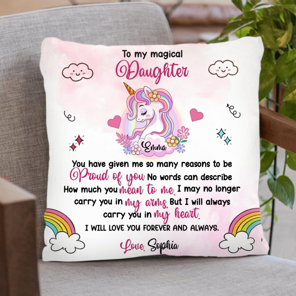 Personalized Magical Daughter Fleece Throw Blanket/Quilt/Pillow Cover - Gift Idea For Daughter - I Will Live You Forever And Always