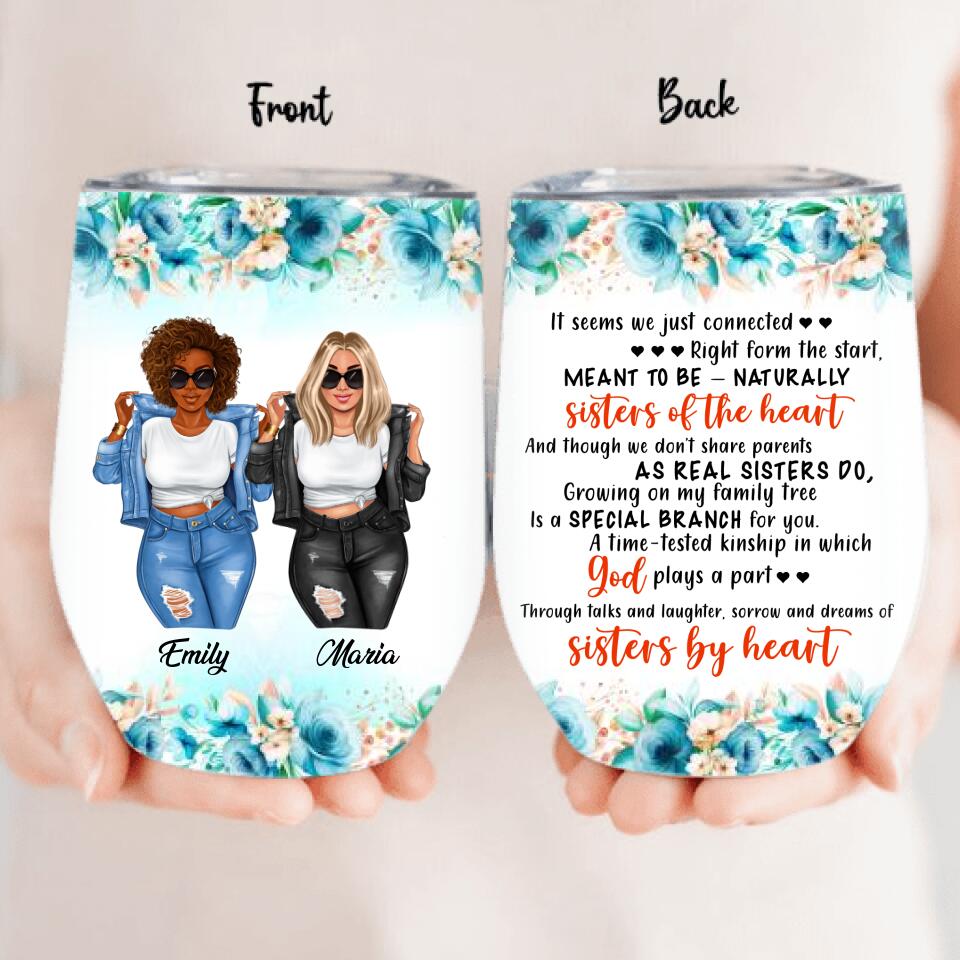 Personalized Friends Wine Tumbler - Gift Idea For Besties/Friends - Sisters By Heart