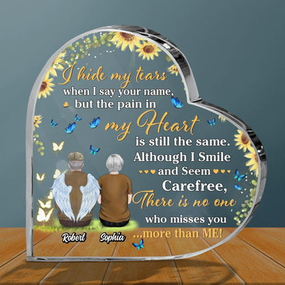 Personalized Memorial Acrylic Plaque - Memorial Gift Idea For Couple - I Hide My Tears When I Say Your Name