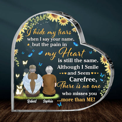 Personalized Memorial Acrylic Plaque - Memorial Gift Idea For Couple - I Hide My Tears When I Say Your Name