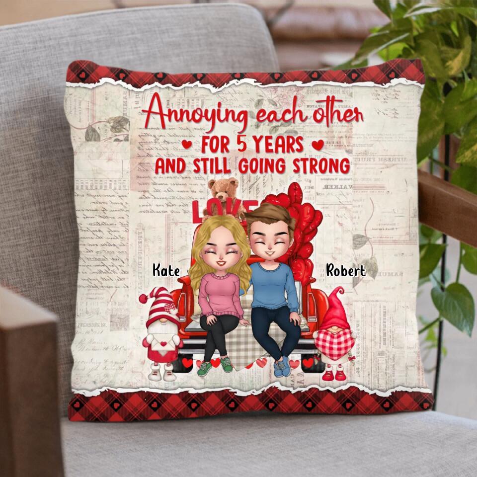 Personalized Couple Truck Pillow Cover/Quilt/Fleece Throw Blanket - Gift For Couple - Mother's Day Gift For Wife From Husband - Annoying Each Other For 5 Years And Still Going Strong