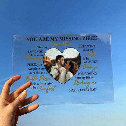 Personalized Couple Photo Acrylic Plaque - Mother's Day Gift From Husband/Gift for Couple - You Are My Missing Piece