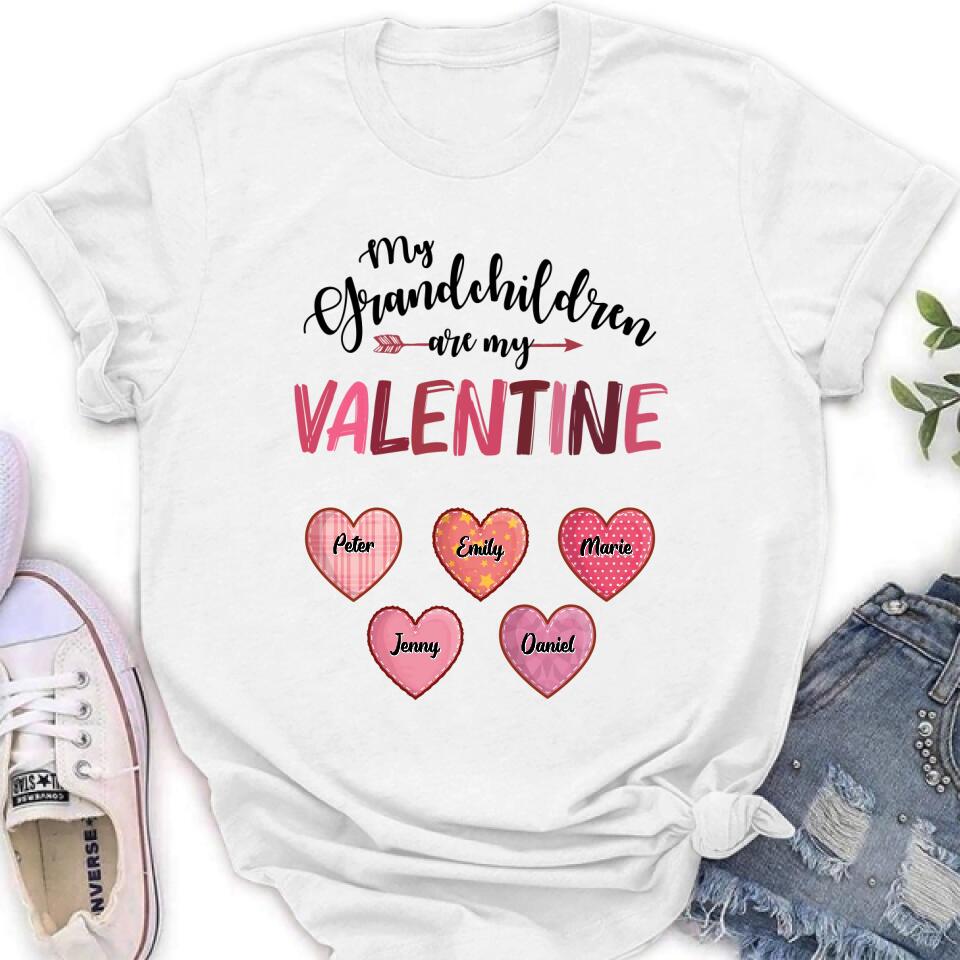 Personalized Grandma T-Shirt/Long Sleeve/Sweatshirt/Hoodie - Valentine's Day Gift Idea For Grandma - Up to 5 Kids - My Grandchild Is My Valentine