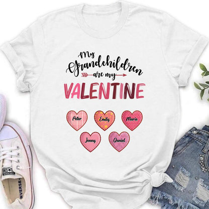 Personalized Grandma T-Shirt/Long Sleeve/Sweatshirt/Hoodie - Valentine's Day Gift Idea For Grandma - Up to 5 Kids - My Grandchild Is My Valentine