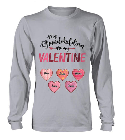 Personalized Grandma T-Shirt/Long Sleeve/Sweatshirt/Hoodie - Valentine's Day Gift Idea For Grandma - Up to 5 Kids - My Grandchild Is My Valentine