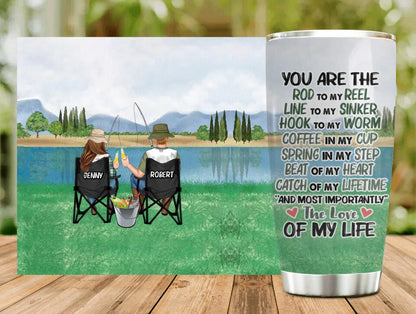 Personalized Fishing Couple Tumbler - Gift Idea For Couple/Fishing Lovers - You Are The Rod To My Reel, Line To My Sinker