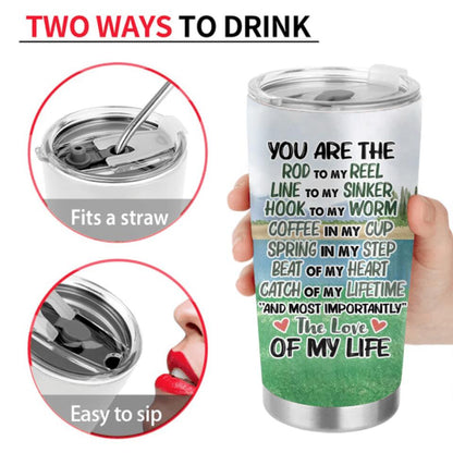 Personalized Fishing Couple Tumbler - Gift Idea For Couple/Fishing Lovers - You Are The Rod To My Reel, Line To My Sinker