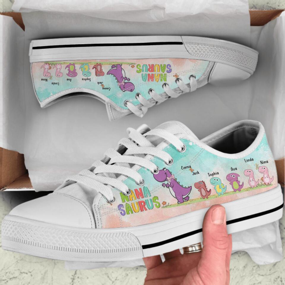Personalized Nanasaurus Low Top Sneakers - Mother's Day Gift - Nanasaurus