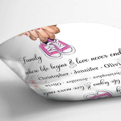 Personalized Couple Pillow Cover - Best Gift For Couple - Family Where Life Begins & Love Never Ends