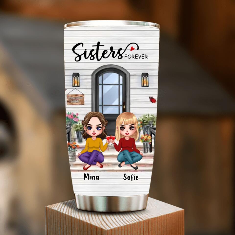 Personalized Besties Sisters Front Porch Tumbler - Up to 5 Women - Gift Idea For Friends/Sisters - Sisters Forever
