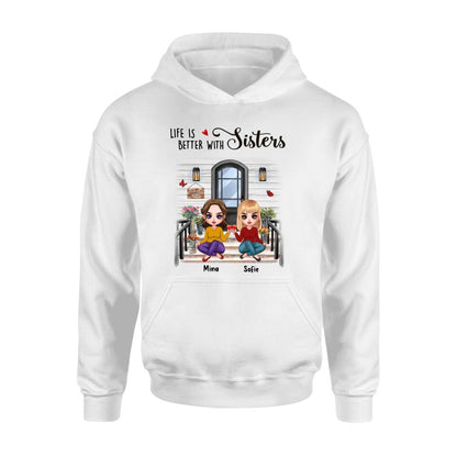 Personalized Besties Front Porch T-shirt/Long Sleeve/Sweatshirt/Hoodie - Up to 5 Women - Gift Idea For Friends/Besties/Sisters - Life Is Better With Sisters