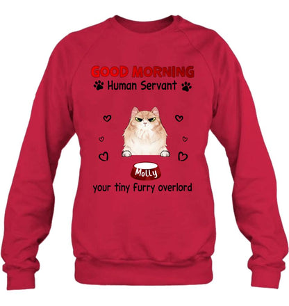 Custom Personalized Pet T-Shirt/Hoodie/Sweatshirt/Long Sleeve - Gift for Dog/Cat Lovers - Good Morning Human Servant Shirt - Up to 5 Pets