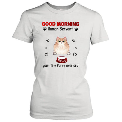 Custom Personalized Pet T-Shirt/Hoodie/Sweatshirt/Long Sleeve - Gift for Dog/Cat Lovers - Good Morning Human Servant Shirt - Up to 5 Pets