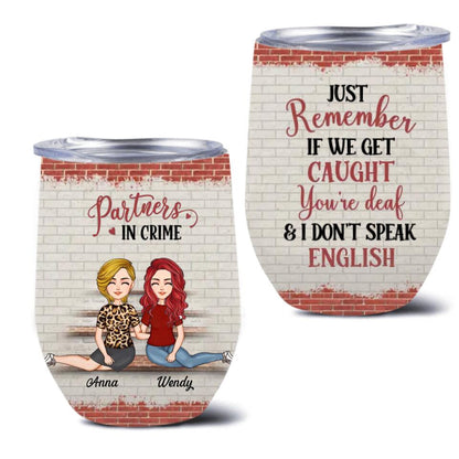 Personalized Besties Wine Tumbler - Gift for BFF/Sisters - Partners in crime Wine tumbler