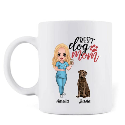 Personalized Nurse Dog Mom Mug - Up to 5 Dogs - Gift Idea For Dog Lover/Happy Mother's Day