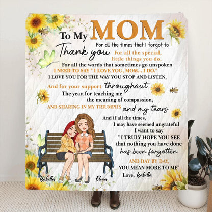 Personalized To My Mom Fleece Throw Blanket/Quilt  - Gift Idea For Mother's Day - I love You Mom