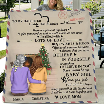 Personalized Letter Fleece Blanket/Quilt - Gift from Mom to Daughter/Grandma to Granddaughter