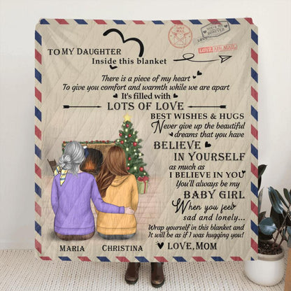 Personalized Letter Fleece Blanket/Quilt - Gift from Mom to Daughter/Grandma to Granddaughter