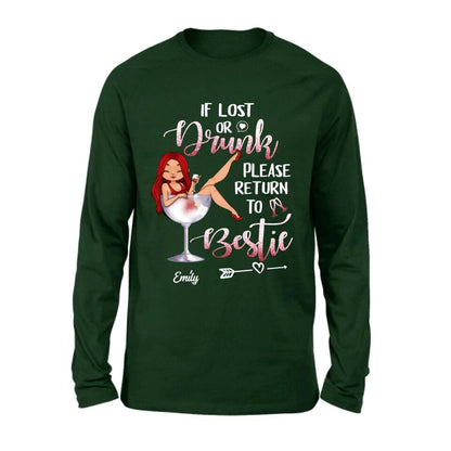 Personalized Drunk Bestie Shirt - Gift Idea For Besties/Friends - If Lost Or Drink Please Return To Bestie