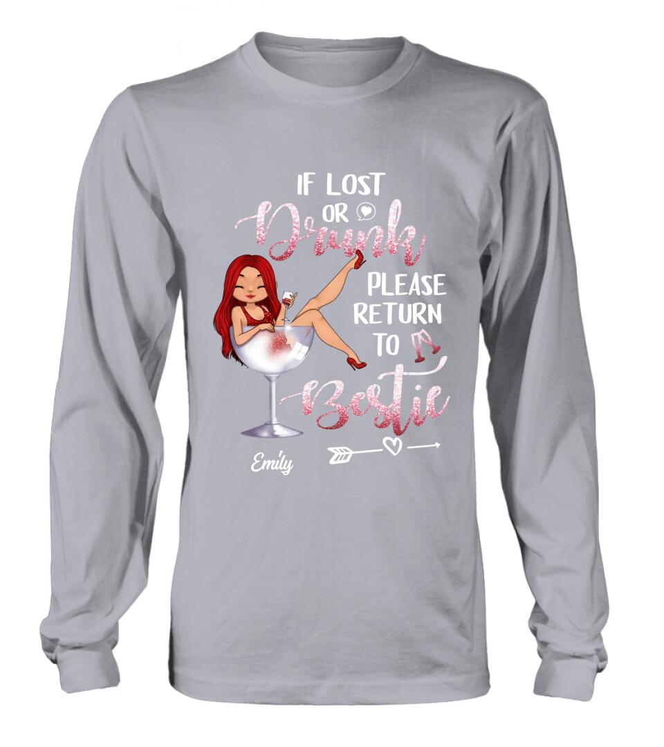 Personalized Drunk Bestie Shirt - Gift Idea For Besties/Friends - If Lost Or Drink Please Return To Bestie