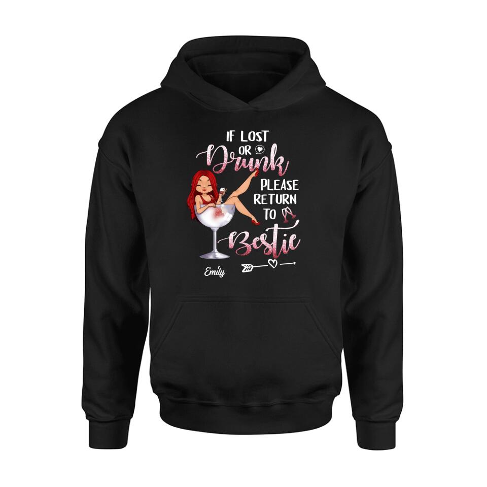 Personalized Drunk Bestie Shirt - Gift Idea For Besties/Friends - If Lost Or Drink Please Return To Bestie