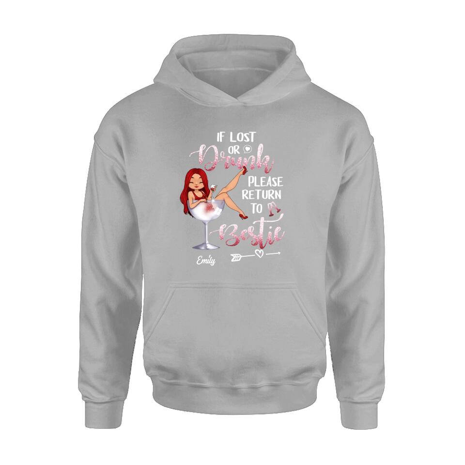 Personalized Drunk Bestie Shirt - Gift Idea For Besties/Friends - If Lost Or Drink Please Return To Bestie