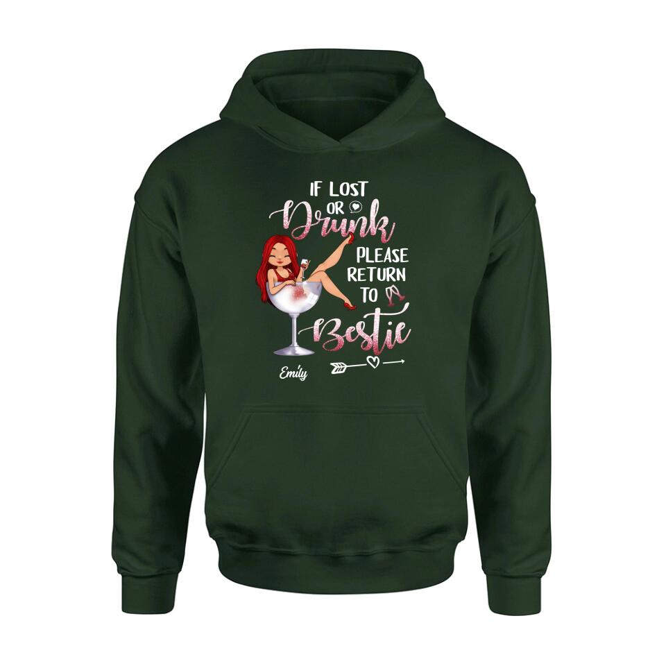 Personalized Drunk Bestie Shirt - Gift Idea For Besties/Friends - If Lost Or Drink Please Return To Bestie