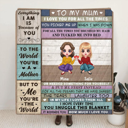 Personalized Mom & Daughter Fleece Throw Blanket/Quilt - Mother's Day Gift Idea From Daughter - To My Mum I Love You For All The Times