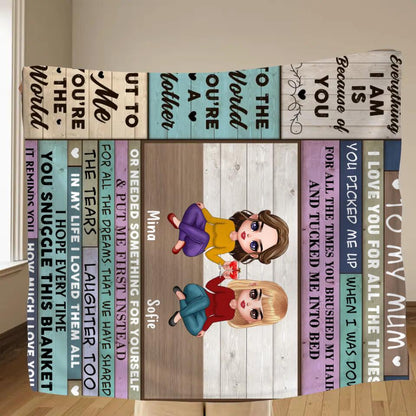 Personalized Mom & Daughter Fleece Throw Blanket/Quilt - Mother's Day Gift Idea From Daughter - To My Mum I Love You For All The Times
