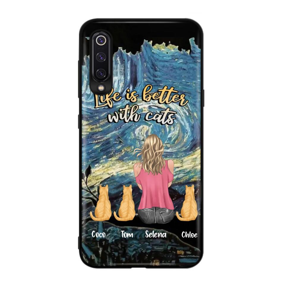Personalized Cat Mom Phone Case - Up to 3 Cats - Birthday, Loving Gift For Cat & Dog Lover, Pet Owner, Pet Mom, Pet Dad - Life Is Better With Cats - Case For Xiaomi, Oppo And Huawei