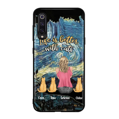 Personalized Cat Mom Phone Case - Up to 3 Cats - Birthday, Loving Gift For Cat & Dog Lover, Pet Owner, Pet Mom, Pet Dad - Life Is Better With Cats - Case For Xiaomi, Oppo And Huawei