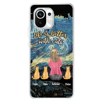 Personalized Cat Mom Phone Case - Up to 3 Cats - Birthday, Loving Gift For Cat & Dog Lover, Pet Owner, Pet Mom, Pet Dad - Life Is Better With Cats - Case For Xiaomi, Oppo And Huawei