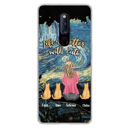 Personalized Cat Mom Phone Case - Up to 3 Cats - Birthday, Loving Gift For Cat & Dog Lover, Pet Owner, Pet Mom, Pet Dad - Life Is Better With Cats - Case For Xiaomi, Oppo And Huawei