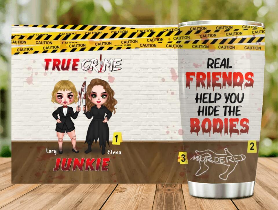 Personalized Besties Tumbler - Gift Idea For Friends/Besties/Sisters - My Partner In Crime Horror Best Friend