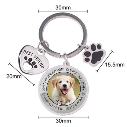 Personalized Photo Memorial Keychain for Dog Loss - Don't Cry For Me Mom