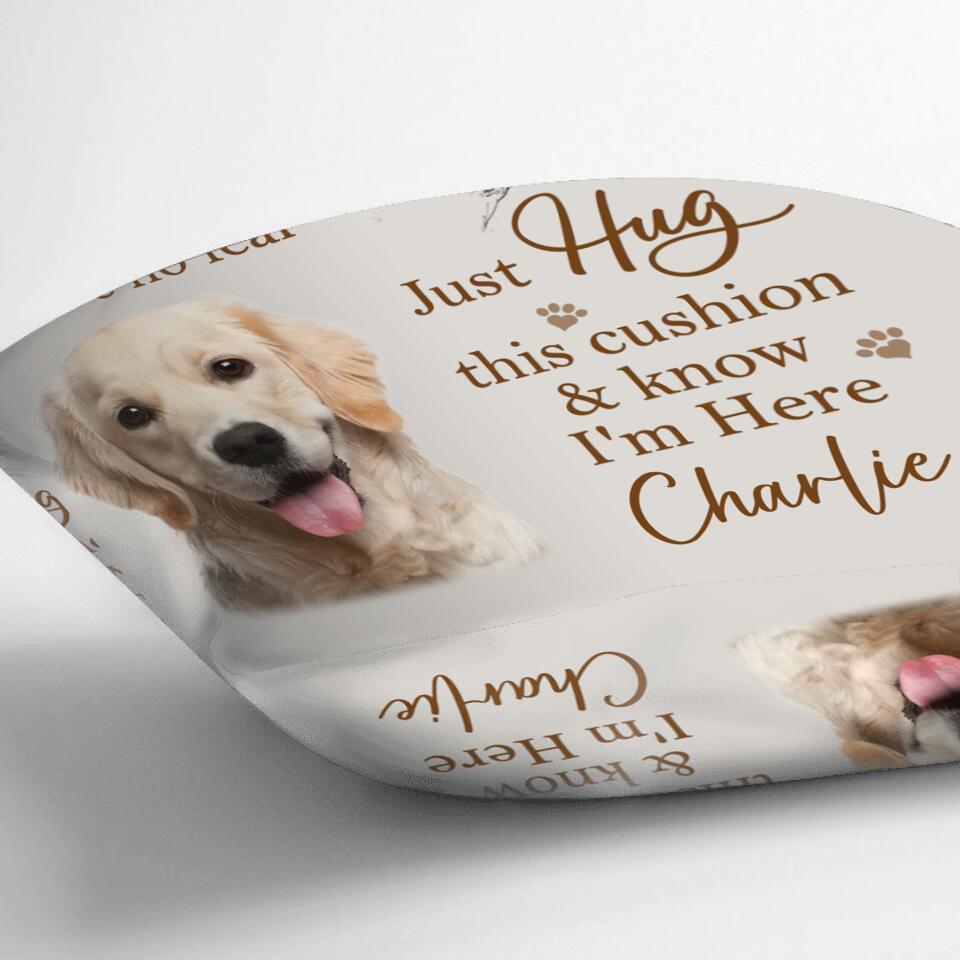 Personalized Memorial Dog Pillow Cover - Memorial Gift For Dog Lover - When You Miss Me Hug This Cushion