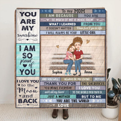 Personalized Mom & Daughter Fleece Throw Blanket/Quilt - Gift Idea For Mother's Day From Daughter  - You Are My Sunshine