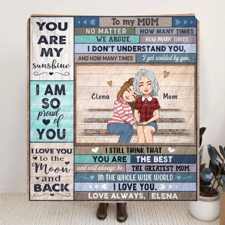 Personalized Mom & Daughter Fleece Throw Blanket/Quilt - Gift Idea For Mother's Day From Daughter - You Are The Best And Will Always Be The Greatest Mom In The Whole Wide World