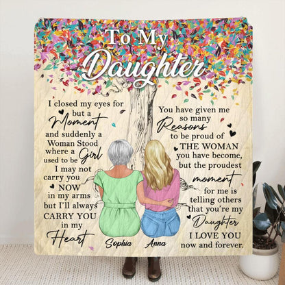 Personalized To My Daughter Fleece Throw Blanket/Quilt - Best Gift Idea From Mom to Daughter/Birthday Gift - I Love You Now and Forever